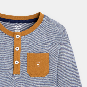 تيشيرت تونسي مخطط باللون الأزرق للأولاد الصغار